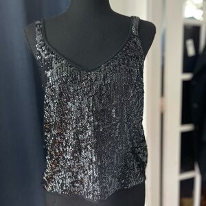 Sequin tank black Marino wool blend new tags J.Crew